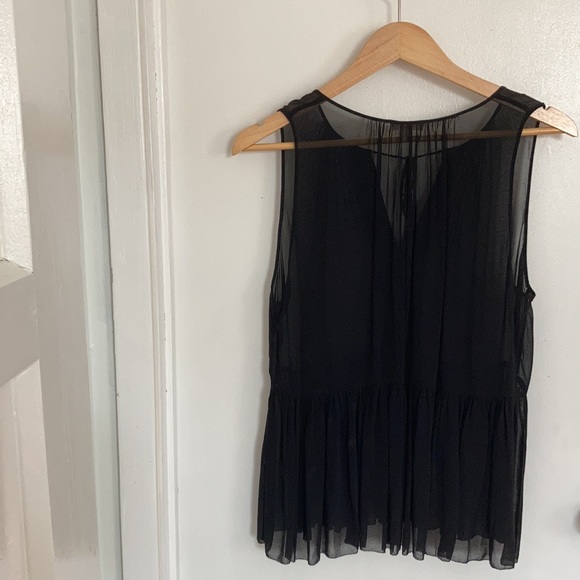 Wilfred black sheer sleeveless blouse with tie front - Picture 4 of 5